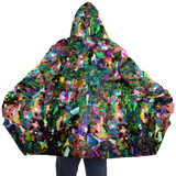Rainbow Fractal Rave Cloak - Psychedelic Sherpa Lined Festival Cloak