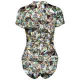Rave Bodysuit  ~ Festival Short Sleeve Bodysuit ~ Diamonds Colorful Bodysuit